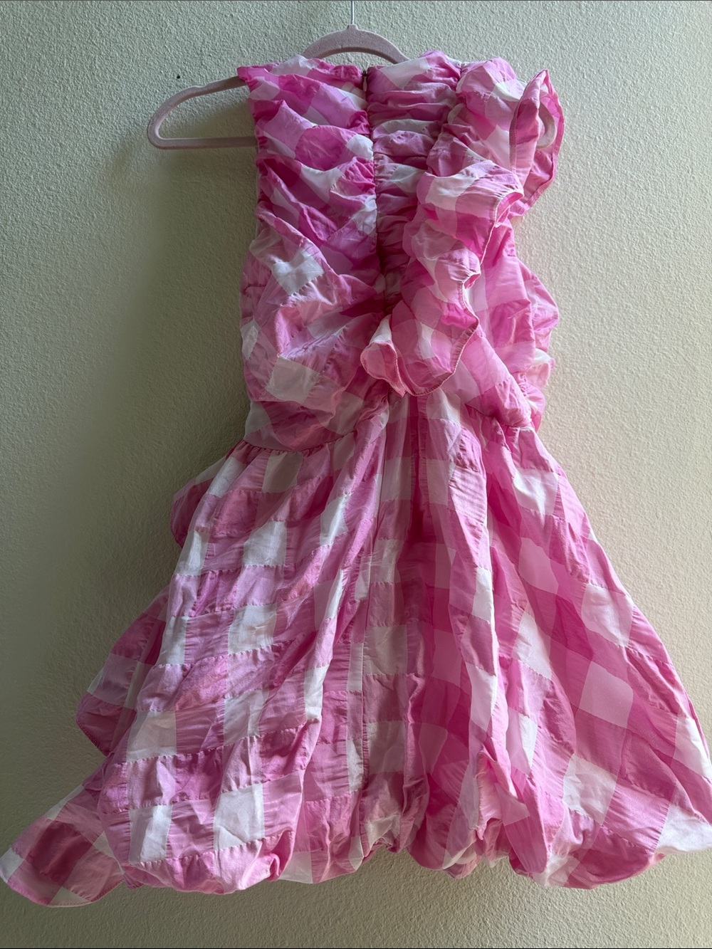 Pink and White Gingham Ruffle Dress - Picture 3 of 4